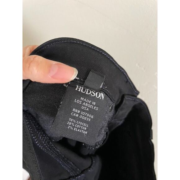 Hudson Pants Women's 24 Black Shiny Coated Mid Rise Skinny Jeans Cigarette - Picture 6 of 7